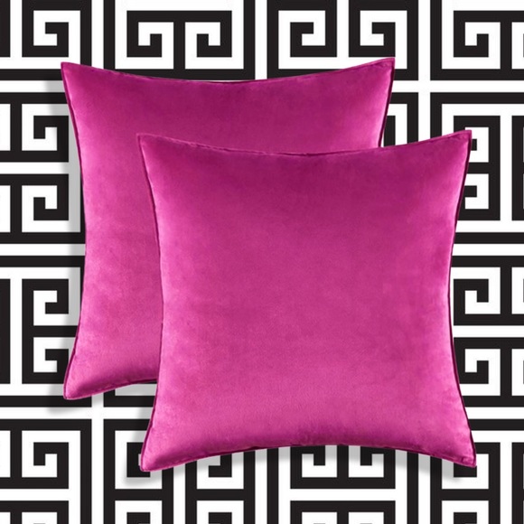 Luxury HomeChic Fuschia Soft Velvet Flanged Edge Throw Pillow Covers